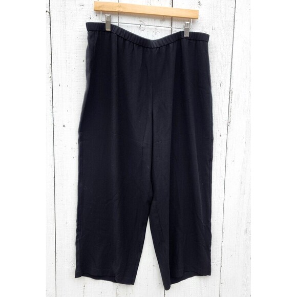 Eileen Fisher Relaxed Georgette Crepe Elastic Waist Ankle Flowy Dress Pants Sz L - Picture 3 of 8